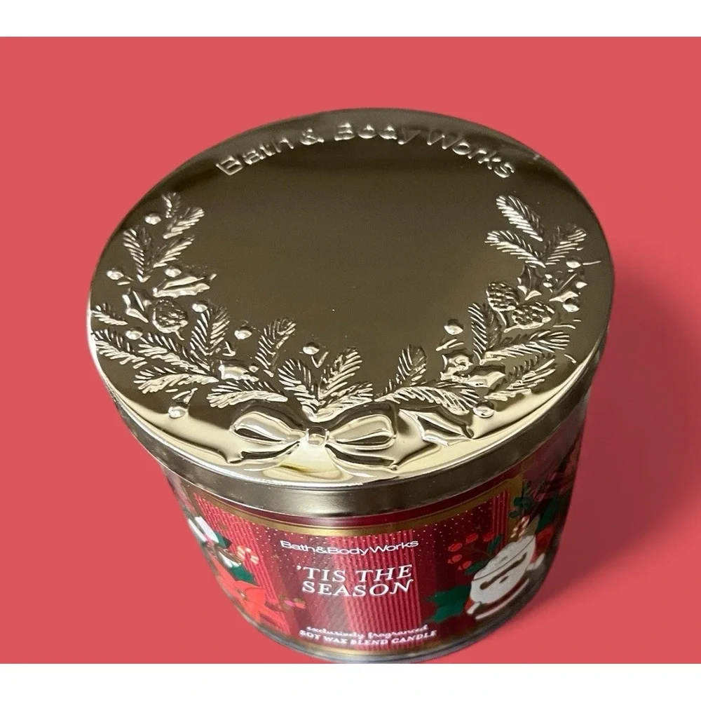 Bath & Body Works Soy Wax Three‎ Wick Candle Tis The Season Apple Cinnamon Wood